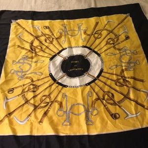 Blue and gold Pierre Baccara Paris silk scarf